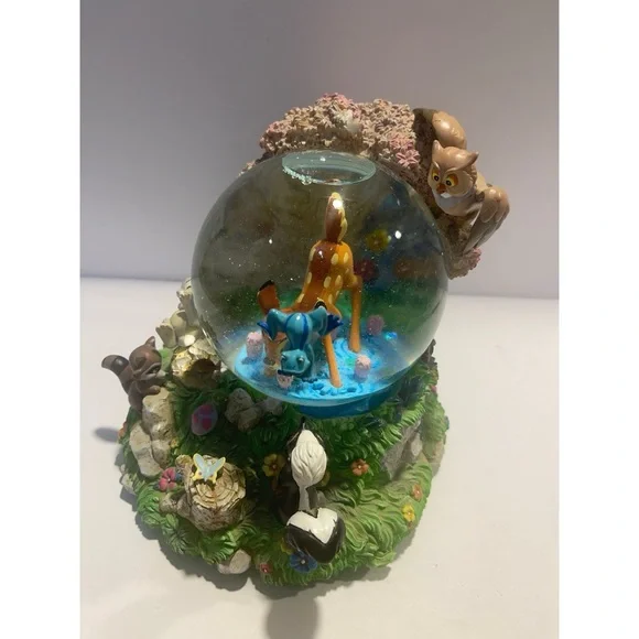 NEW IN BOX DISNEY Bambi Snow Globe with Forest Animals and Musical Wind Up - Picture 8 of 12